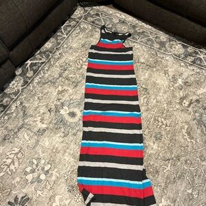 Striped Maxi Dress - Black, Red, Blue, Gray